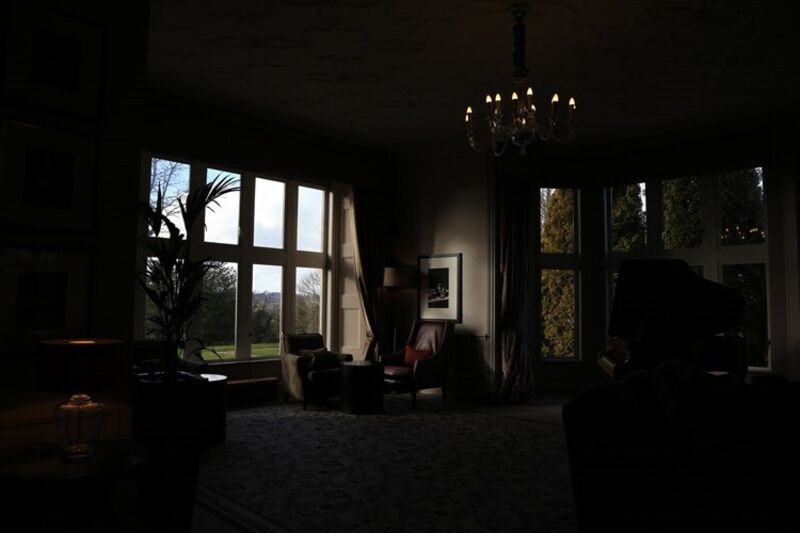 Dark living room before enhancement